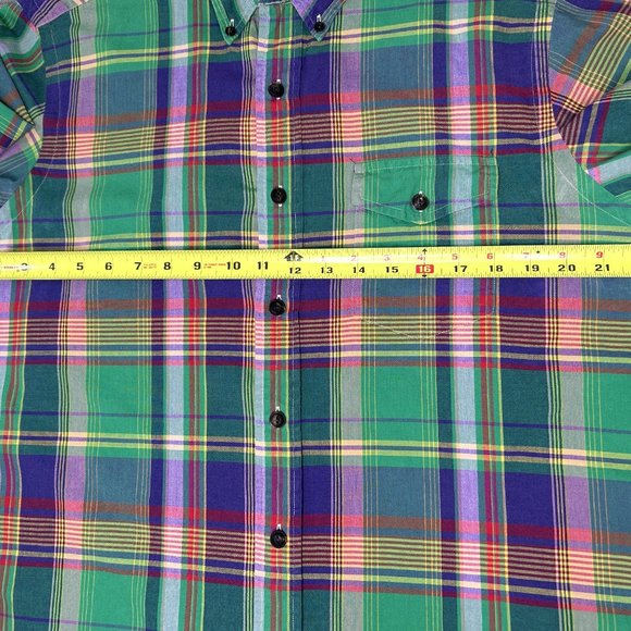 Ralph Lauren Button Down Shirt Men's L Green Colorful Plaid Preppy Casual - Picture 7 of 14